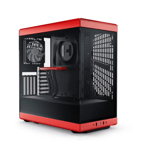 Kase PC HYTE Y40 BR – Mid-Tower ATX, Panoramic Tempered Glass – Black/Red