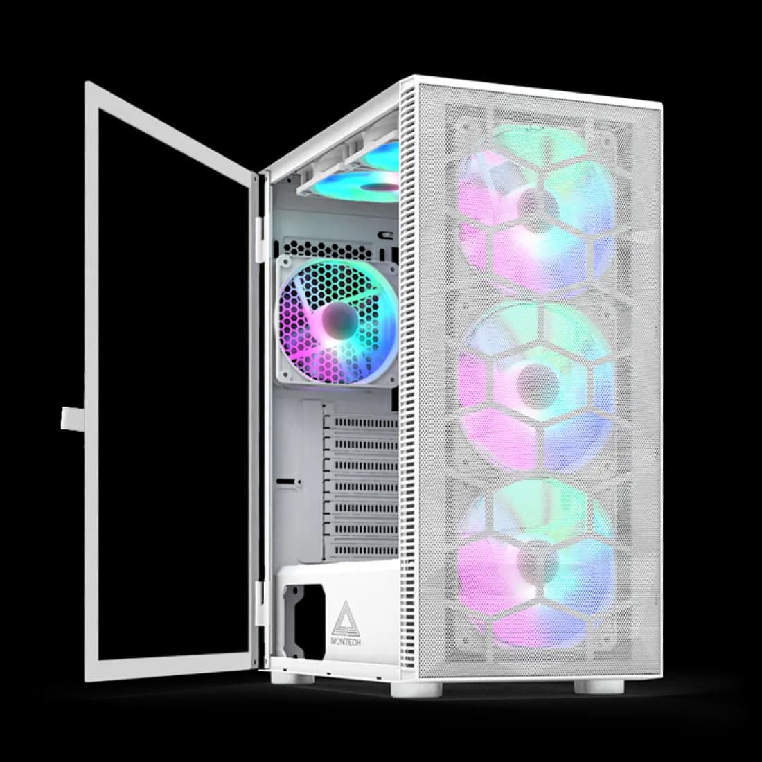 Kase PC Montech X3 Mesh – Mid-Tower, 6 Fan RGB, Panel Xhami i Temperuar – White
