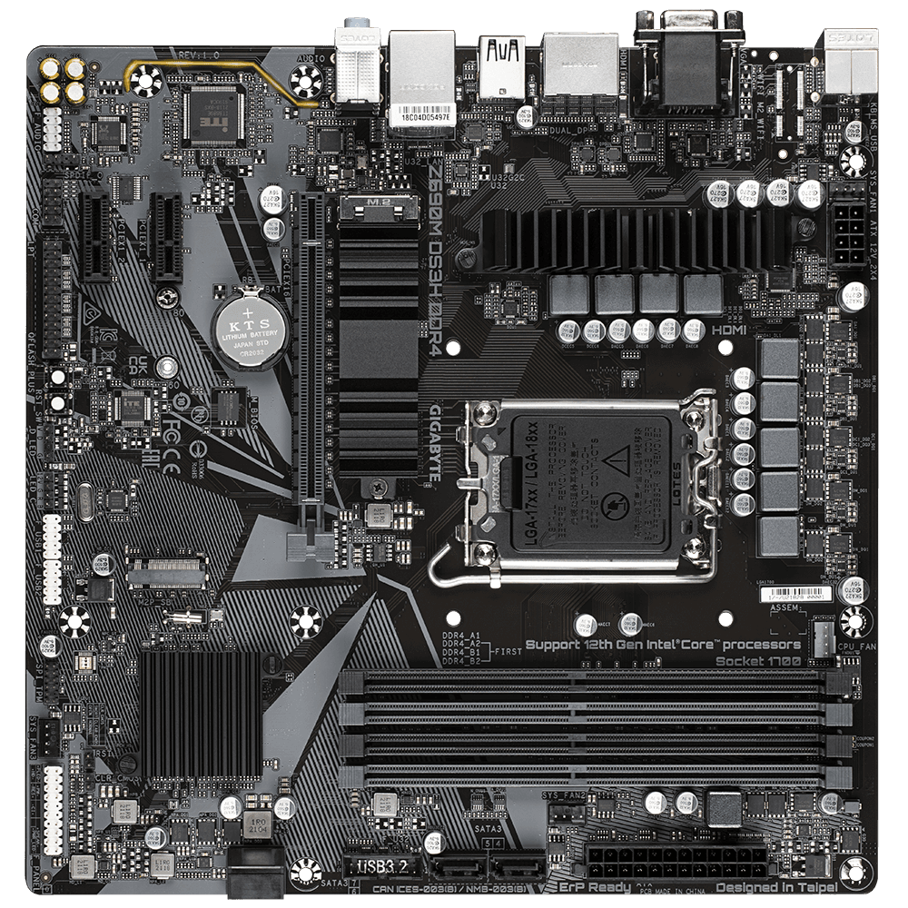 Pllakë Amë GIGABYTE Z690M DS3H DDR4 – mATX, DDR4, PCIe 4.0, 2× M.2, 2.5G LAN