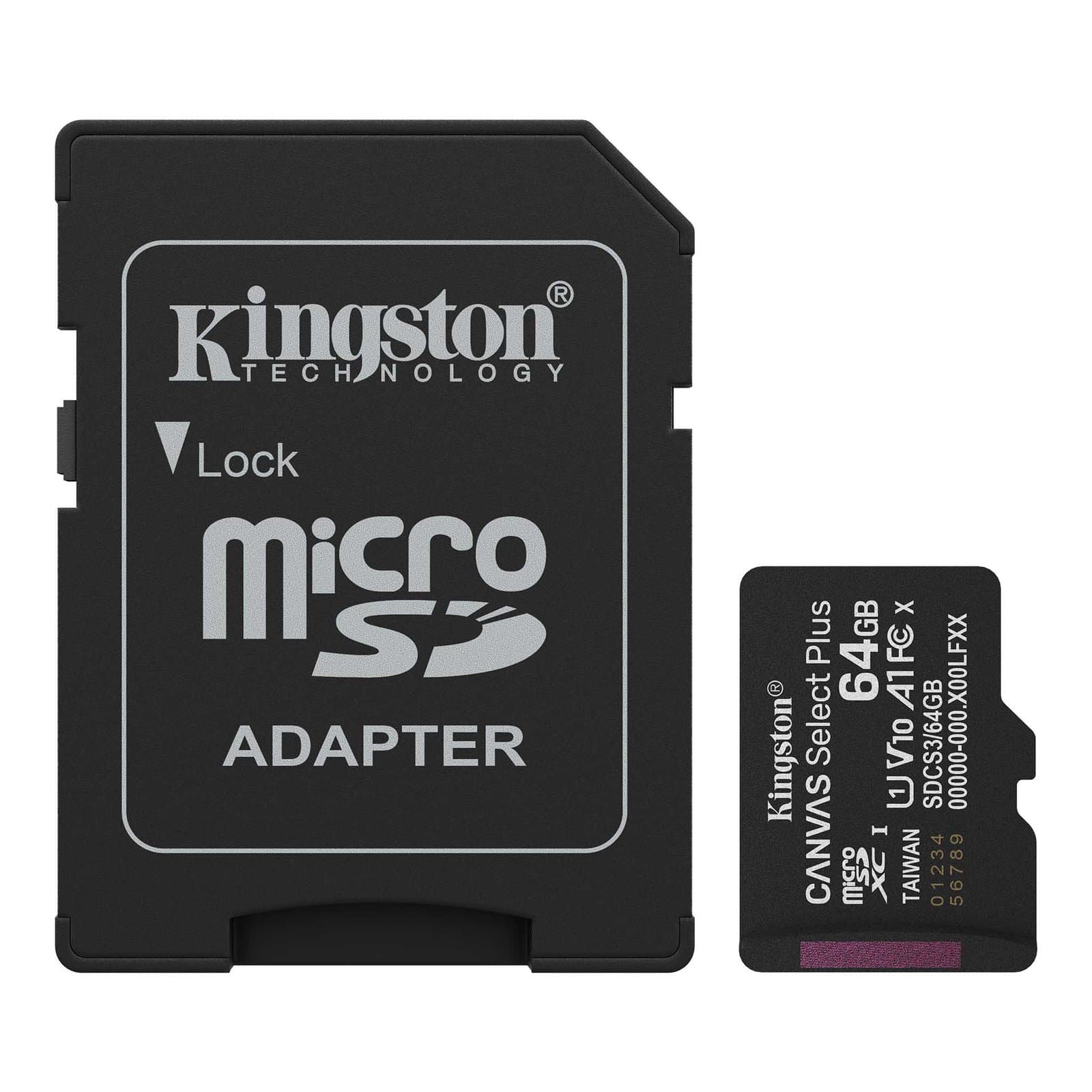 Kartë MicroSD Kingston Canvas Select Plus microSDXC 64GB – Class 10, UHS-I, deri në 100 MB/s