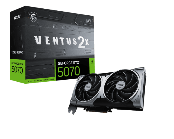 Kartë Grafike MSI GeForce RTX 5070 12GB VENTUS 2X OC – GDDR7, PCIe 5.0, Ray Tracing, DLSS 4