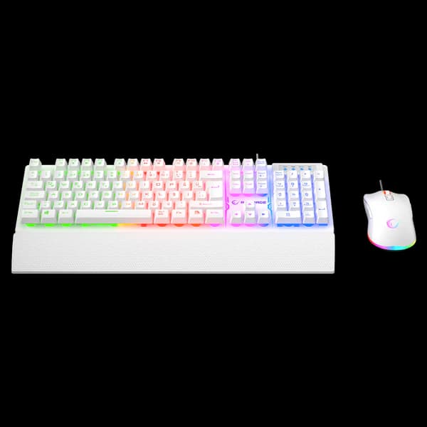 Kombo Gaming Rampage Fortuna V2 – Tastierë + Maus, USB, RGB, E Bardhë