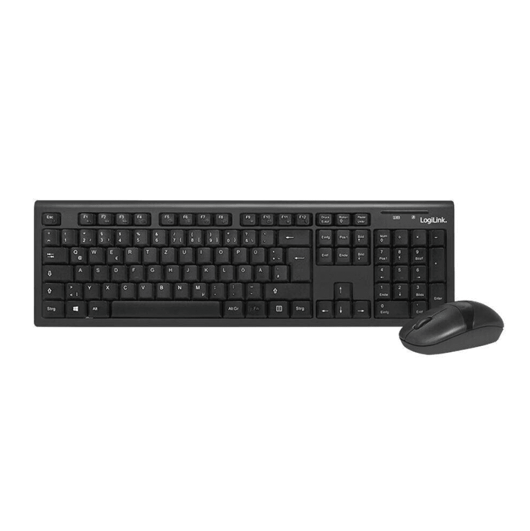 Tastierë + Maus LogiLink WL Black 2.4 GHz – Layout Gjerman (DE), Set