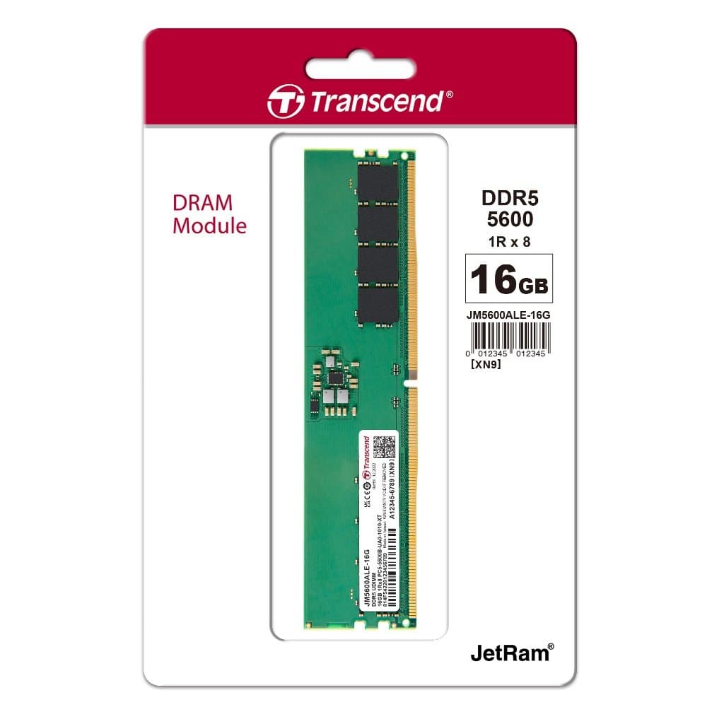 RAM Desktop Transcend JetRam JM5600ALE-16G – 16GB DDR5, 5600MHz, CL46
