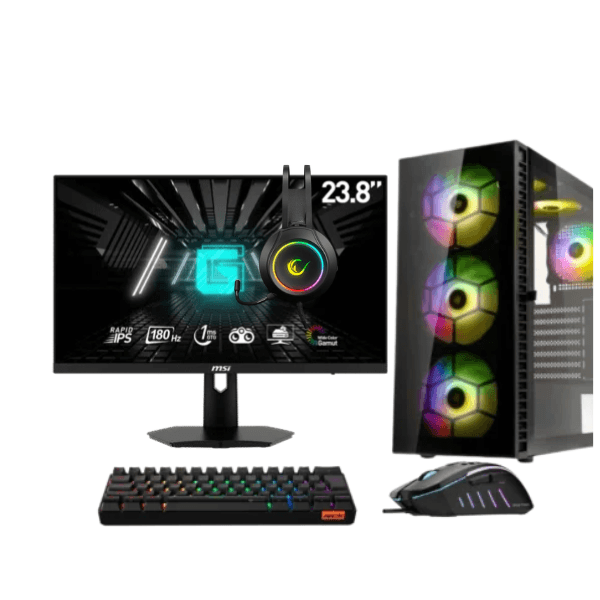 BT Bundle 1 – PC Gaming RTX 5050 8GB, Ryzen 5 5600X, 16GB DDR4, 512GB SSD + Monitor 25″ 180Hz & Set Gaming
