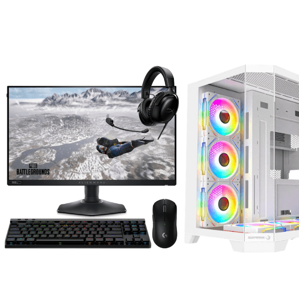 BT Bundle 4 – RTX 5070 12GB GDDR7 White, Ryzen 7 9800X3D, 32GB DDR5, 1TB NVMe + Alienware 500Hz & Premium Gear