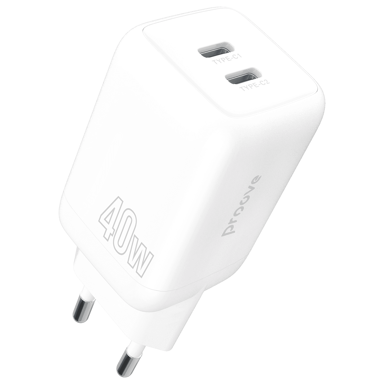 Karikues muri Proove Silicone Power, 40W, me 2×Type-C, i bardhë