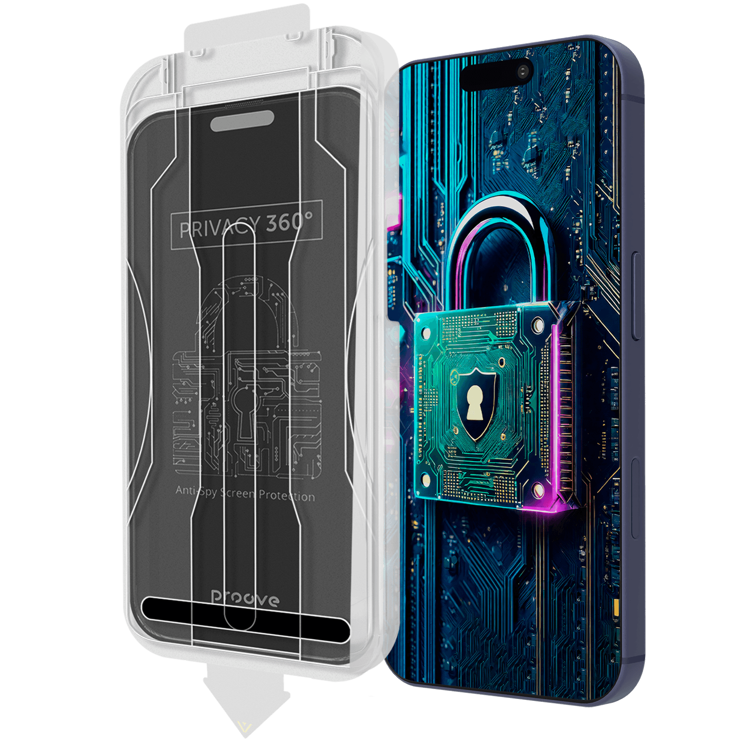 Xham mbrojtës Proove Privacy 360 me Installation Box për iPhone 15 Pro Max, 9H