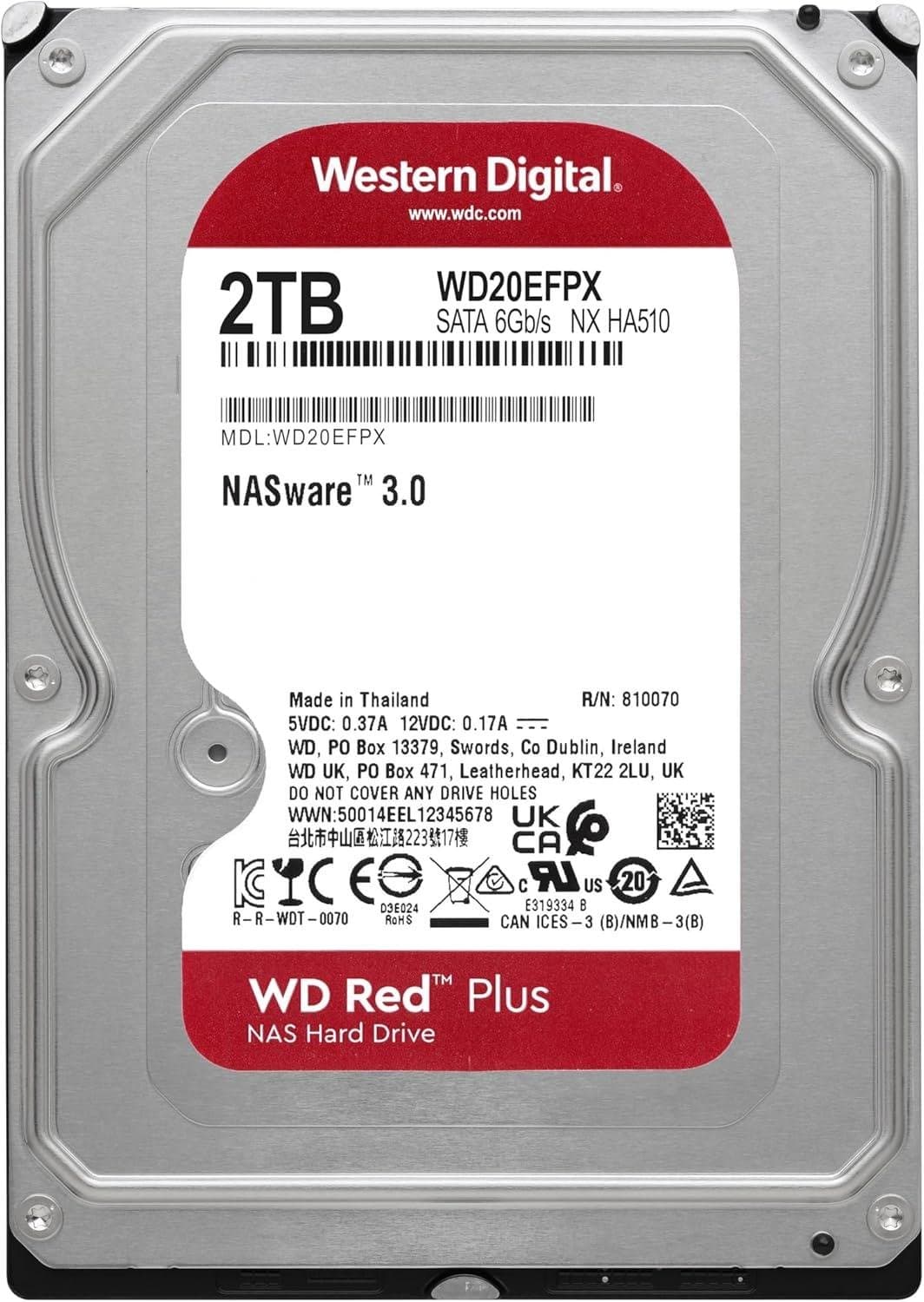 HDD WD Red PLUS NAS, 2TB, 5400rpm, 64MB, SATA 3