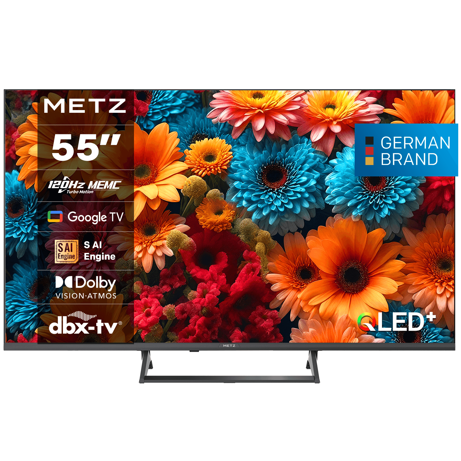 METZ TV 55″ 55MQF7500Z UHD QLED SMART TV, 120Hz, 4K, Google TV, Frameless, 139.0cm
