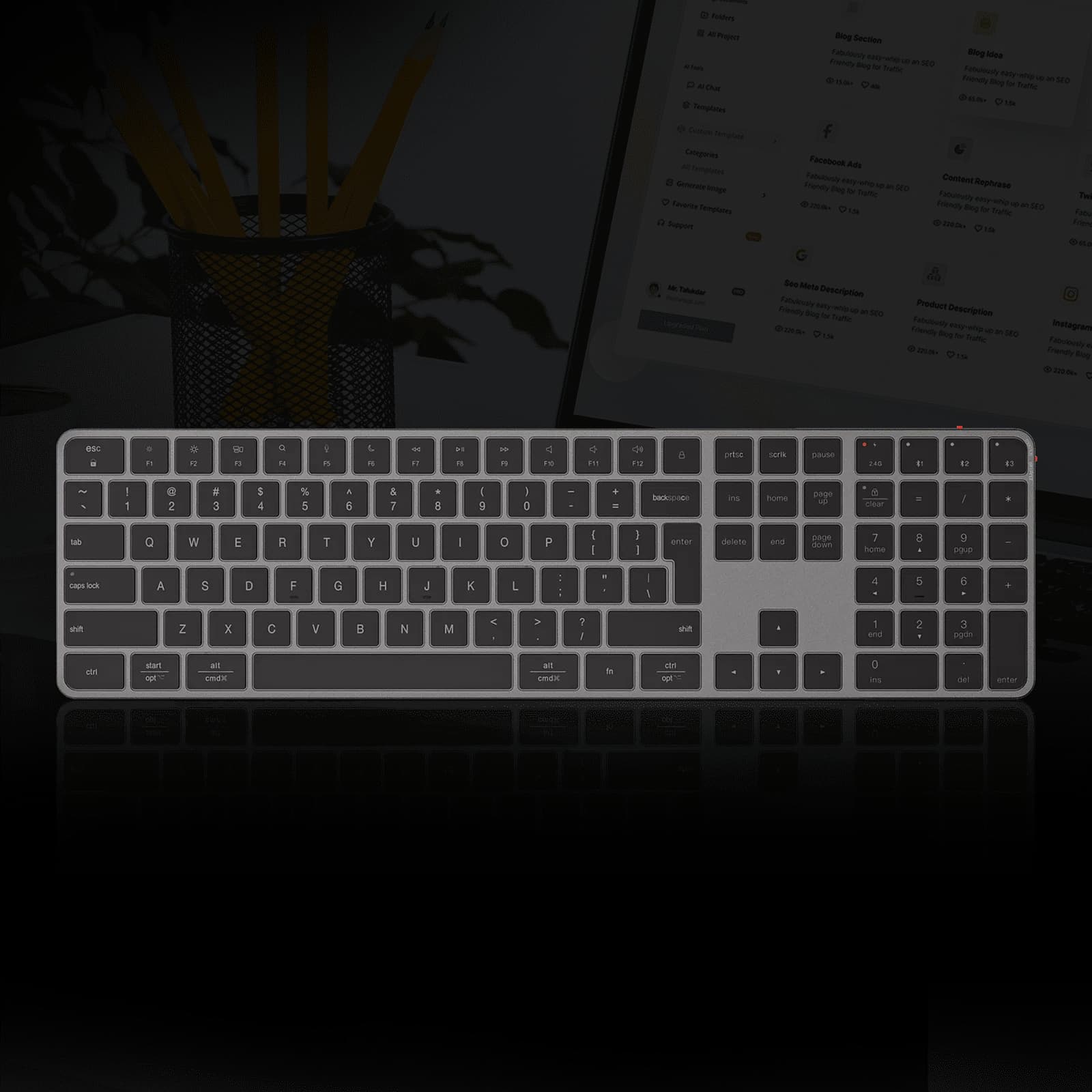 Meetion iKey K230MW 2.4G+Bluetooth Keyboard Black US