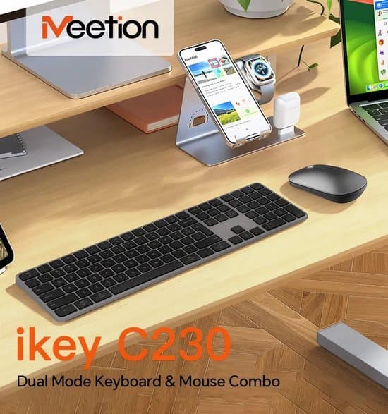 Set Tastierë + Maus Meetion C230MW – Wireless 2.4G + Bluetooth, I Zi, US