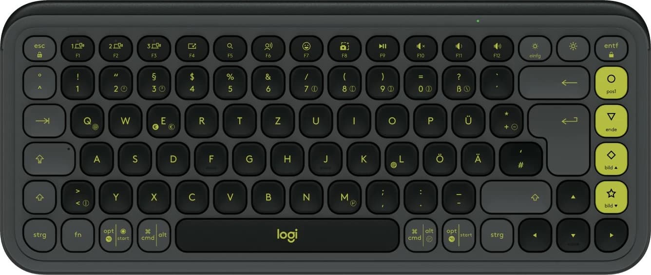 Tastierë mini Logitech POP ICON KEYS, wireless, Bluetooth, QWERTZ, e zezë/verde