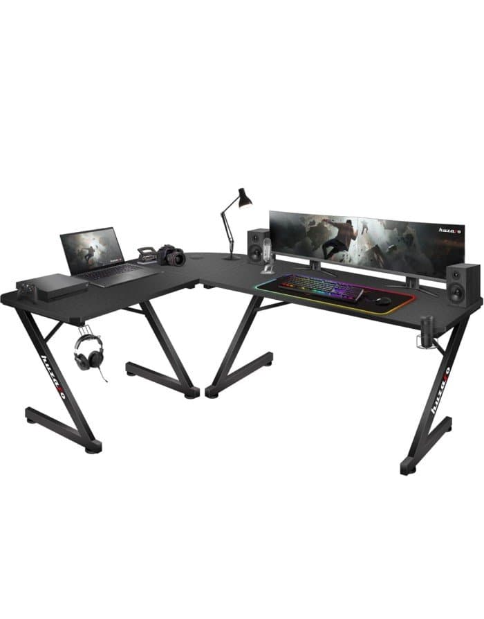Tavolinë Gaming Huzaro Hero 7.0 – E Zezë, Tavolinë Këndore për Gaming dhe Zyrë
