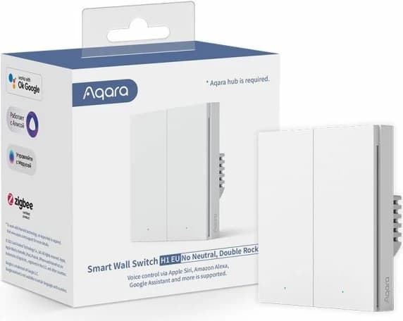 Switch i mençur i murit Aqara H1 EU WS-EUK02 / AK072EUW01, 2 butona, Zigbee 3.0, pa tel neutral, i bardhë
