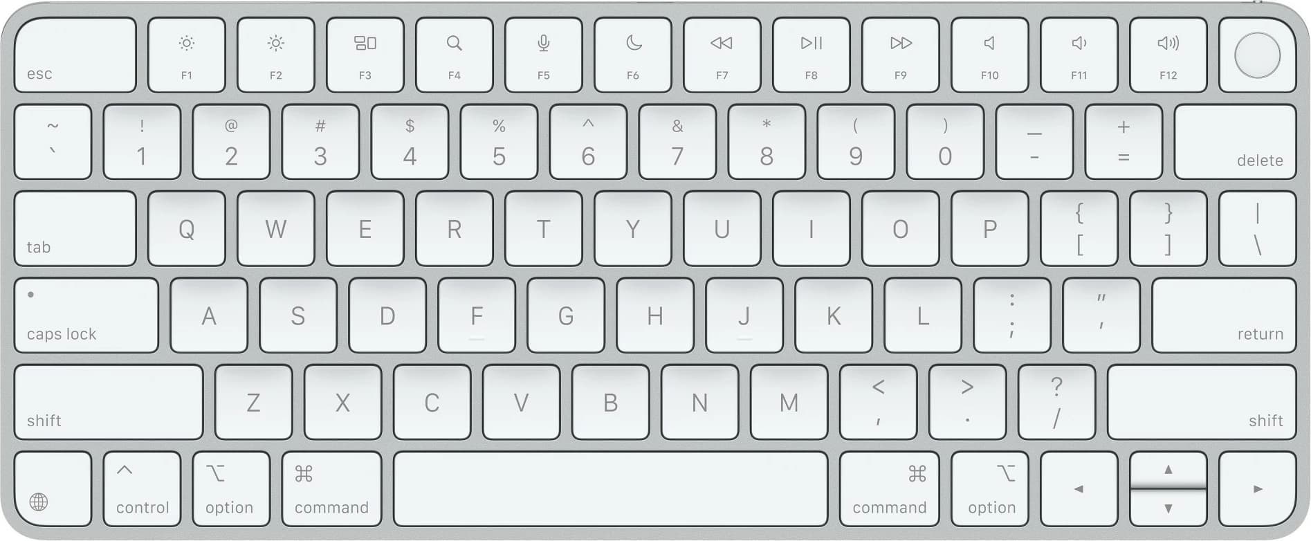 Tastierë Apple Magic me Touch ID, USB-C, Pa numpad, Silver, White