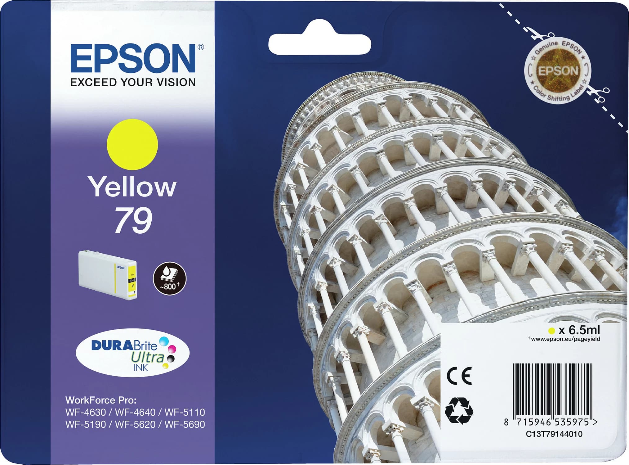 Kartushë bojë Epson Tower of Pisa Singlepack Yellow 79, DURABrite Ultra, Standard Yield, e verdhë