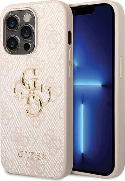 Mbështjellës Guess GUHCP15X4GMGPI për iPhone 15 Pro Max 6.7", hardcase, 4G Big Metal Logo, rozë