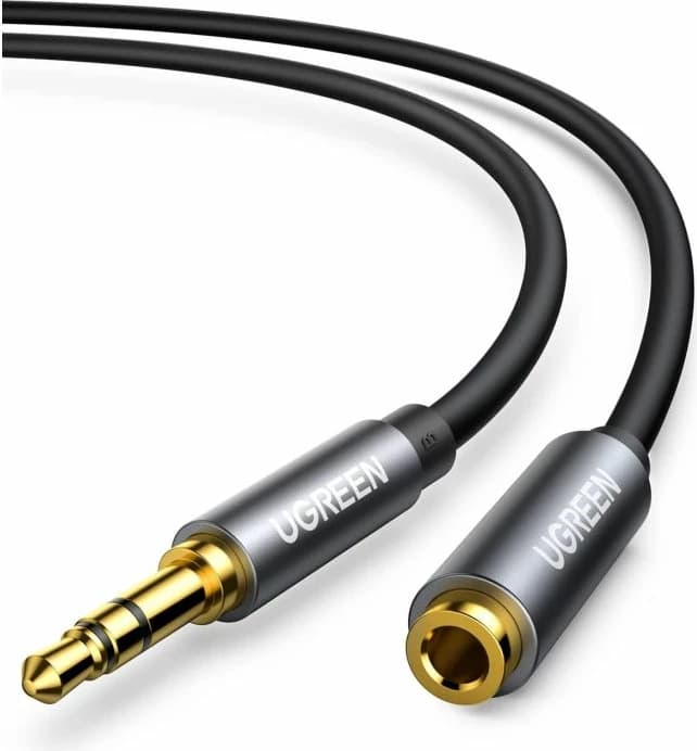 Kabllo zgjatimi audio 3.5mm UGREEN 10593, mashkull-në-femër, 1.5 m, e zezë