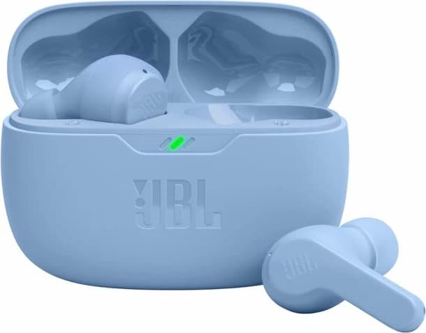 Kufje TWS JBL Vibe Beam, Bluetooth 5.2, 32 orë bateri, IP54, me mikrofon, kaltër