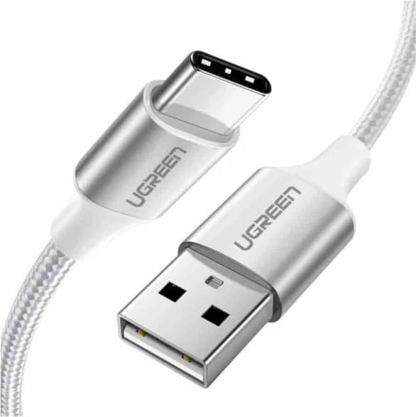 Kabllo USB-A në USB-C UGREEN 60129 0.25m, e bardhë, polybag