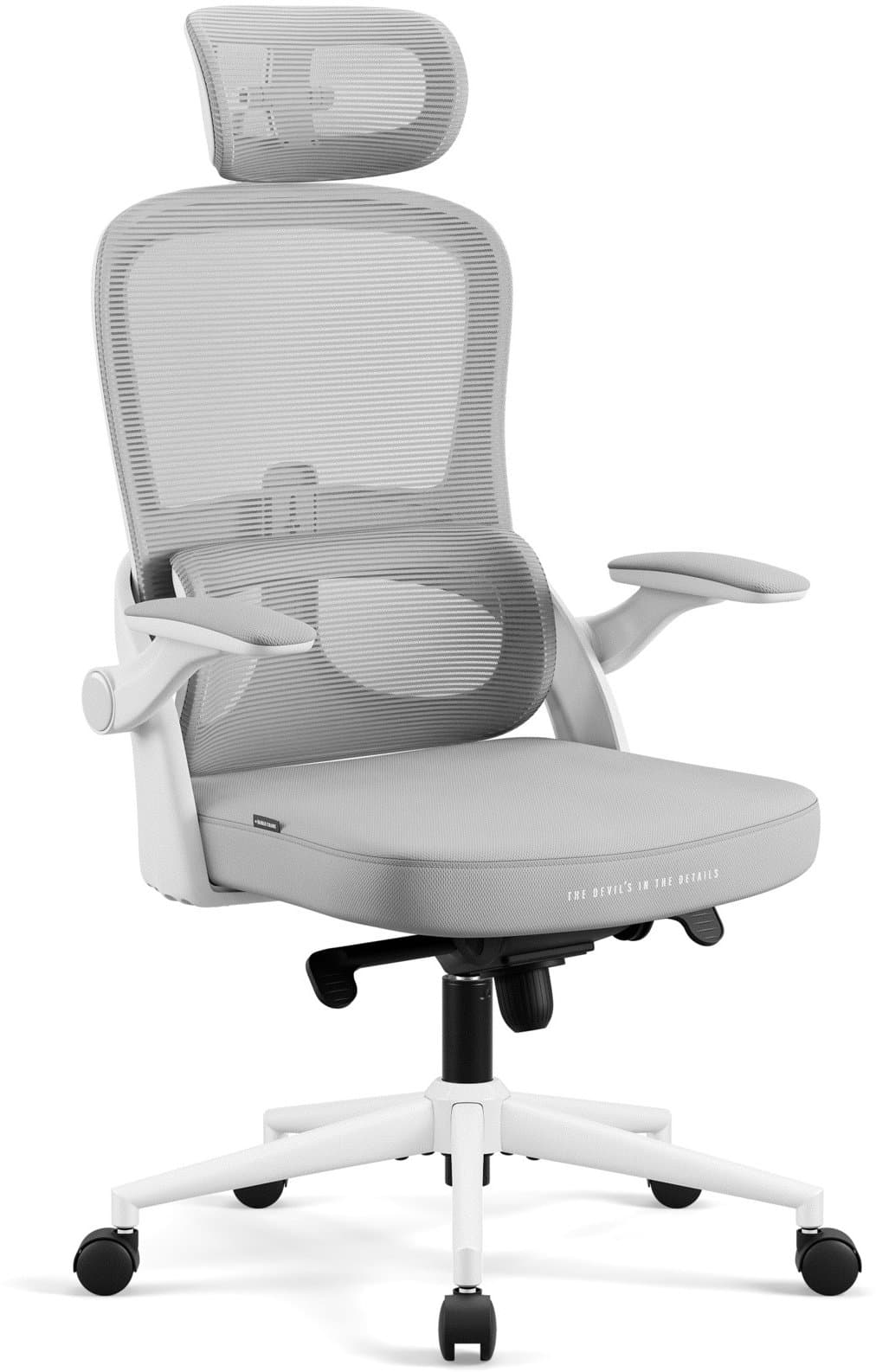 Karrige zyre ergonomike Diablo V-Light, mbështetëse rrjete, krahë 3D, gri e hapur