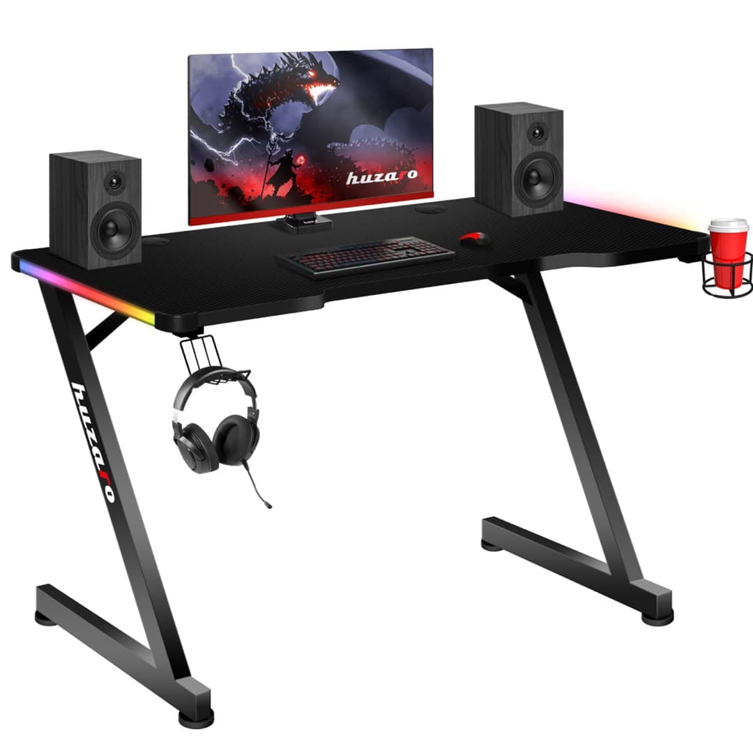 Tavolinë lojërash Huzaro Hero 2.5, 120x60 cm, 25 mm,RGB LED, e zezë