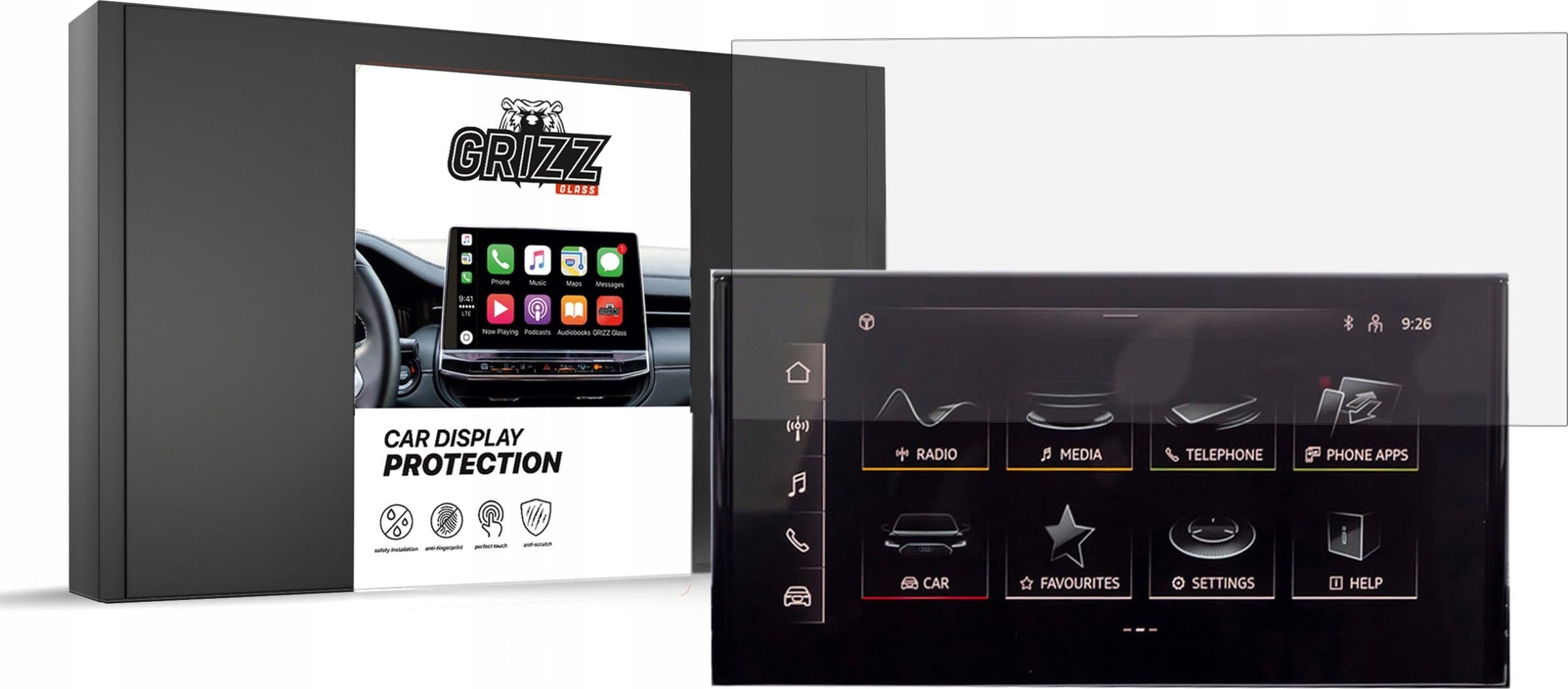 Folie mbrojtëse matte GRIZZ CarDisplay, për Audi RS3 8V 8", transparente
