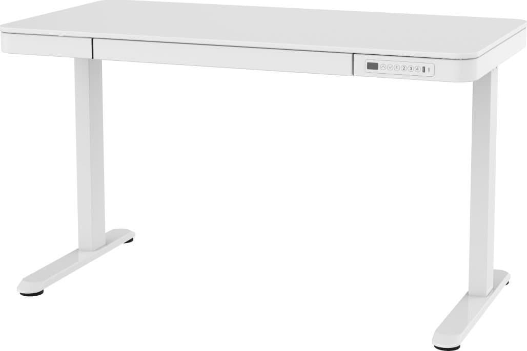 Tavolinë zyre ActiveJet, rregullim elektrik lartësie, 140 x 70 cm, sipërfaqe e bardhë me sirtar