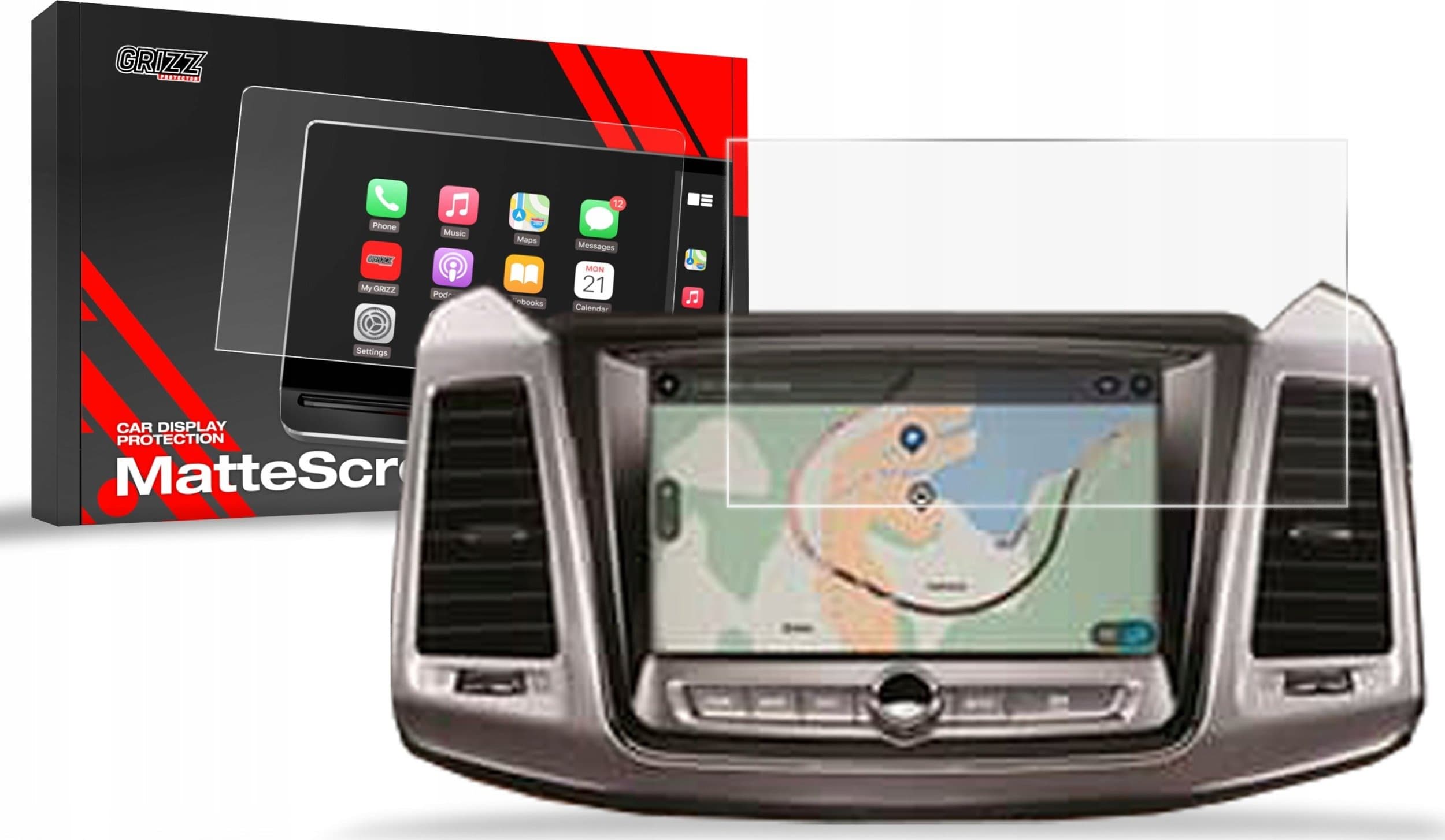Folie mbrojtëse GRIZZ MatteScreen për ekran makine SsangYong Musso Grand 8", mat, transparente