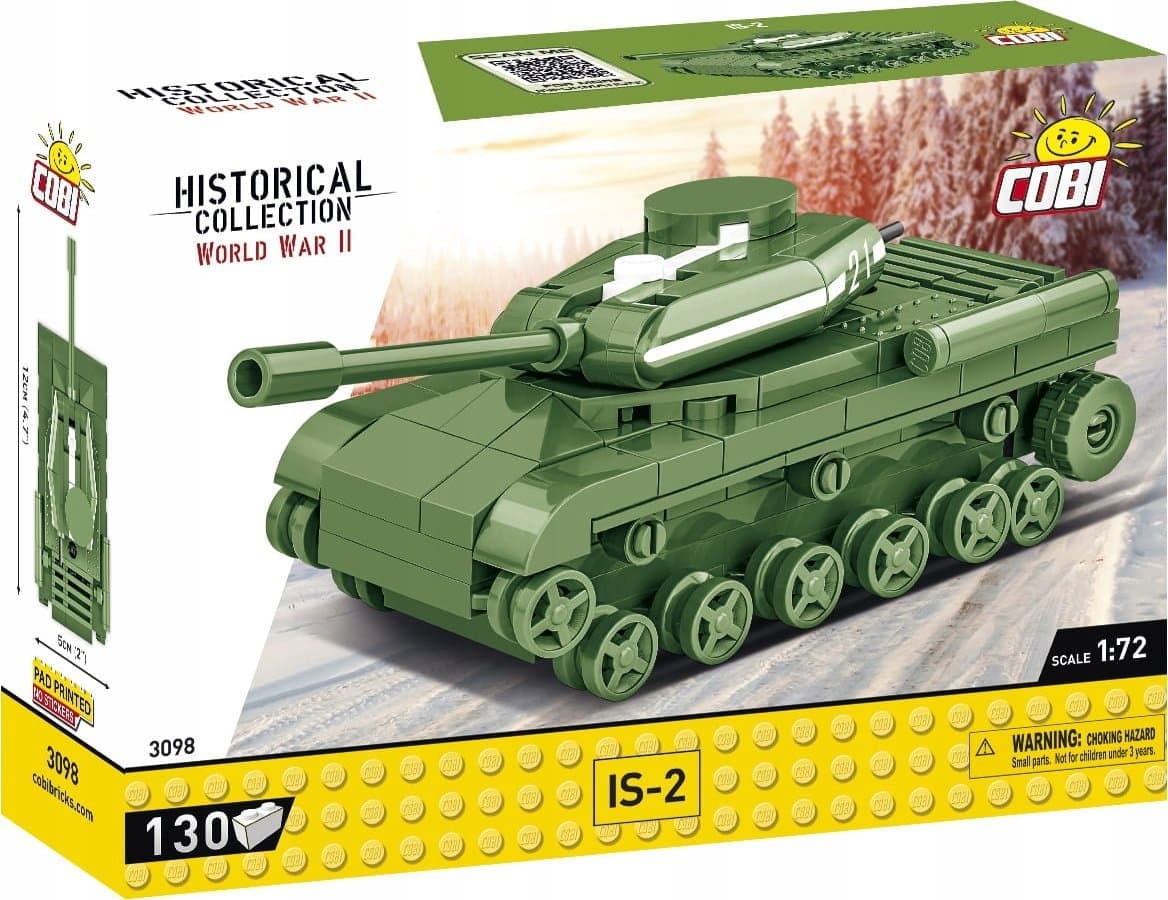 Lojë ndërtimi Cobi IS 2, 130 pjesë, model tank 1:72, shumëngjyrëshe