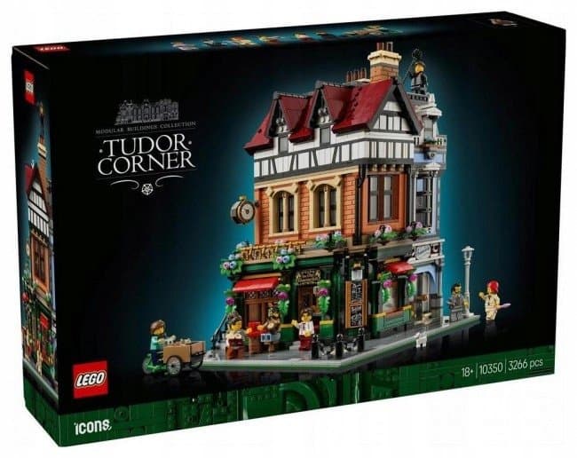 Set LEGO Icons Tudor Corner, model ndërtimi dekorativ, për të rritur, shumëngjyrësh
