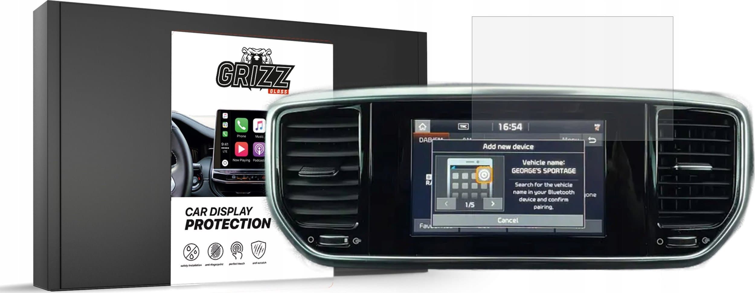 Film mbrojtës ekran GRIZZ për Kia Sportage 4, 7", mat, transparent
