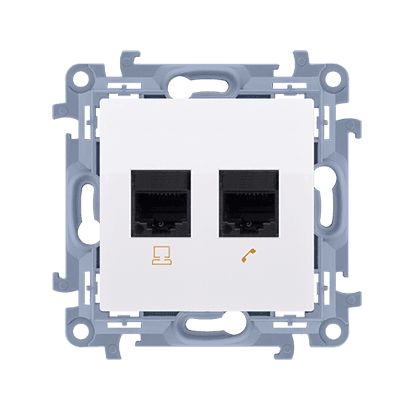 Prizë kompjuterike dyfishe Kontakt-Simon RJ45 category 5e, e bardhë