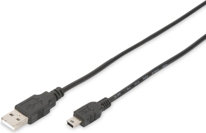 Kabllo USB Digitus USB 2.0, Type A në Mini B, 1m, e zezë