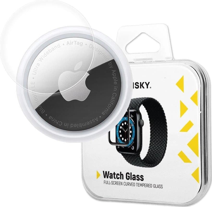 Xham mbrojtës Wozinsky Watch Glass, hibrid për Apple AirTag, kornizë e zezë