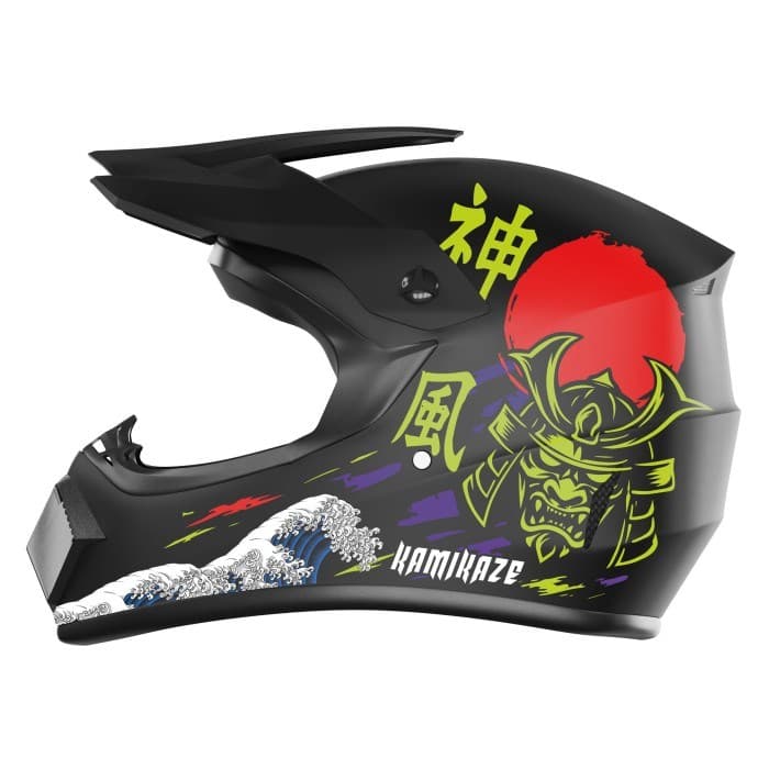 Helmetë moto Full Face Kamikaze Wave, madhësia M, e zezë me grafikë