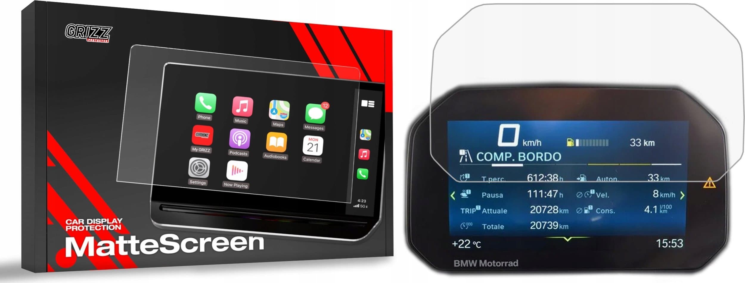Film mbrojtës GRIZZ MatteScreen për BMW M 1000 RR 6.5" TFT, anti-fingerprint, matte, transparent