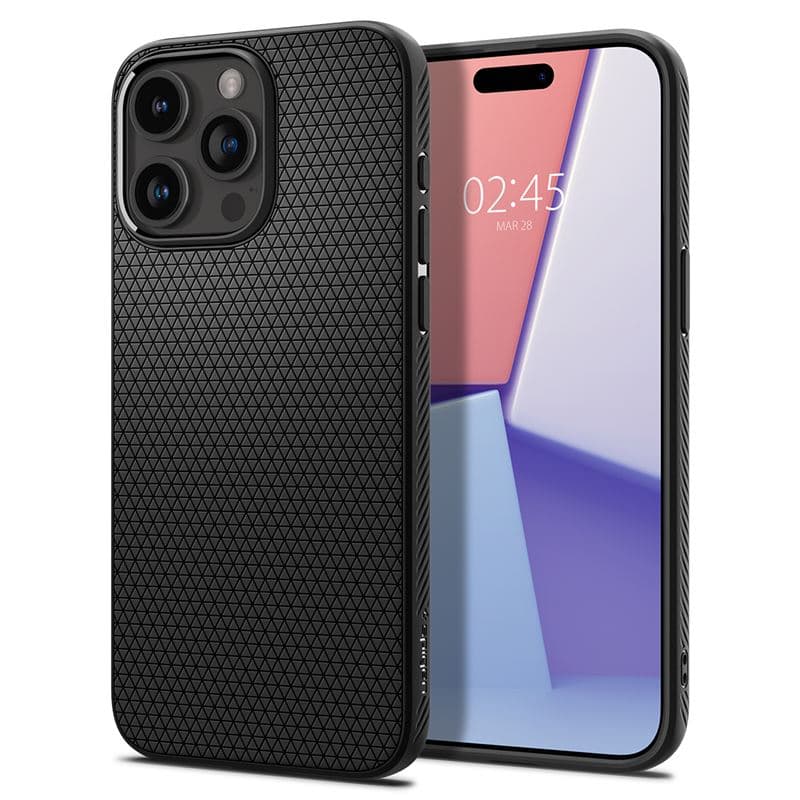 Mbrojtëse për celular iPhone 15 Pro Max Spigen Liquid Air, e zezë mat