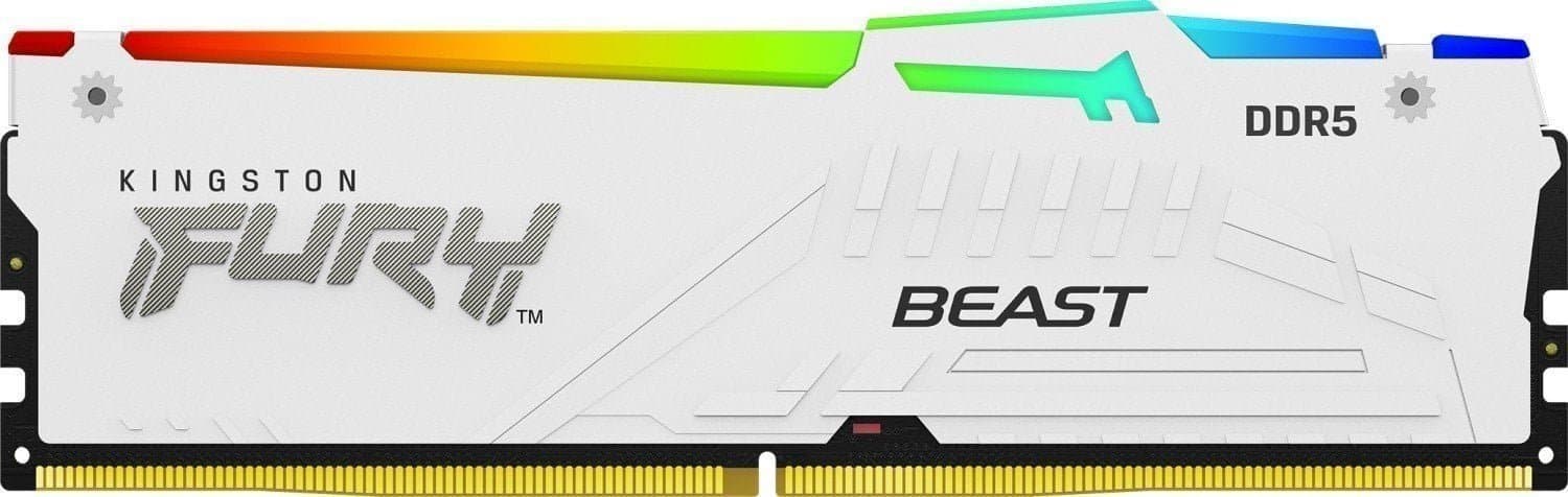 Memorie RAM Kingston Fury Beast RGB DDR5, 32GB, 5600MHz, e bardhë