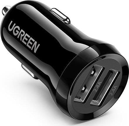 Karikues telefoni Ugreen për makinë, 2 x USB-A, 4.8 A, i zi
