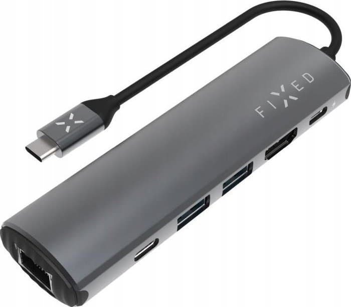 Hub USB C FIXED HUB Pro 6in1, USB 3.2 Gen2, HDMI 4K 60Hz, gri