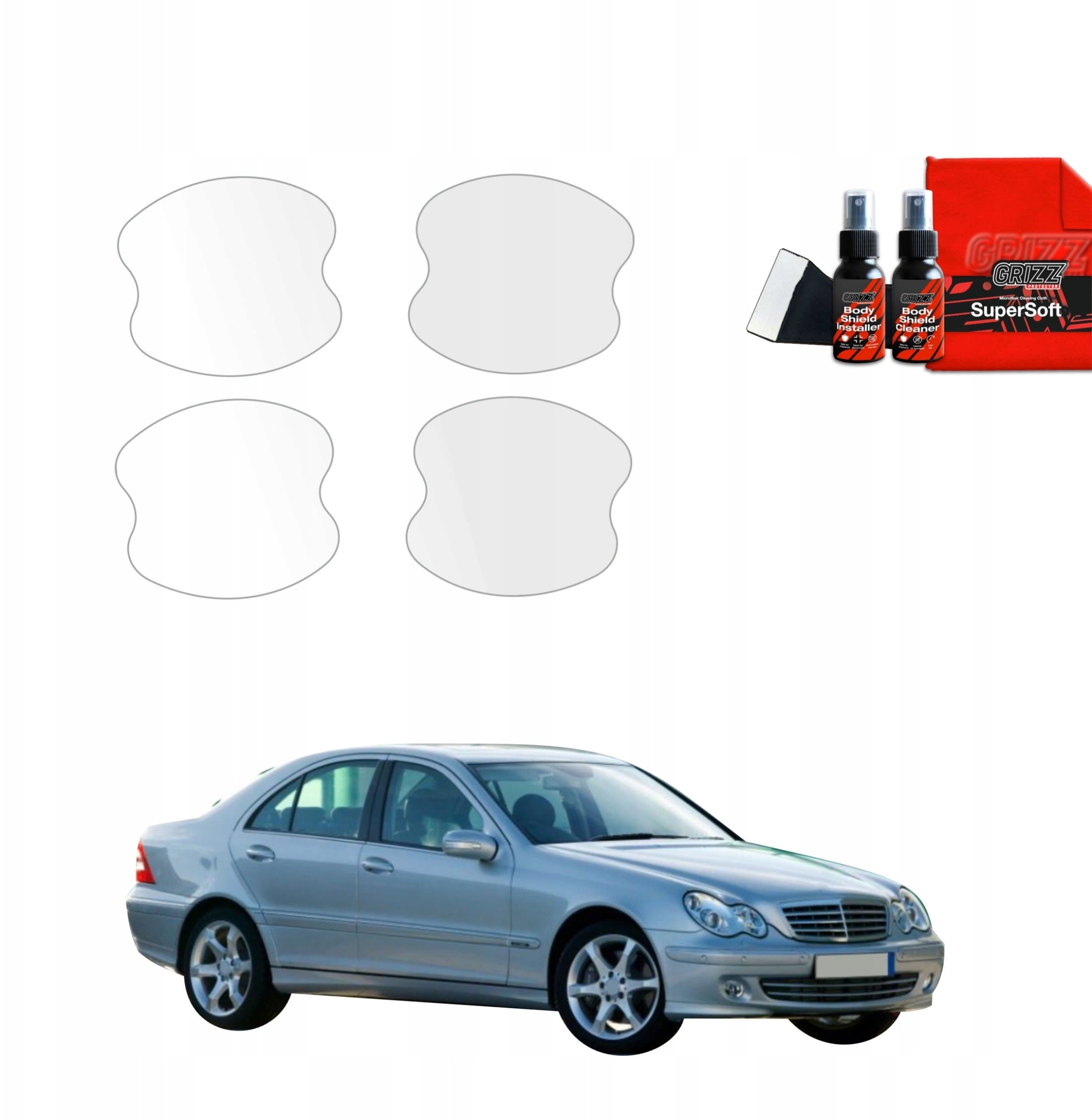 Film mbrojtës Grizz Protector, 4in1, Mercedes Benz C Class W203 Sedan, transparent