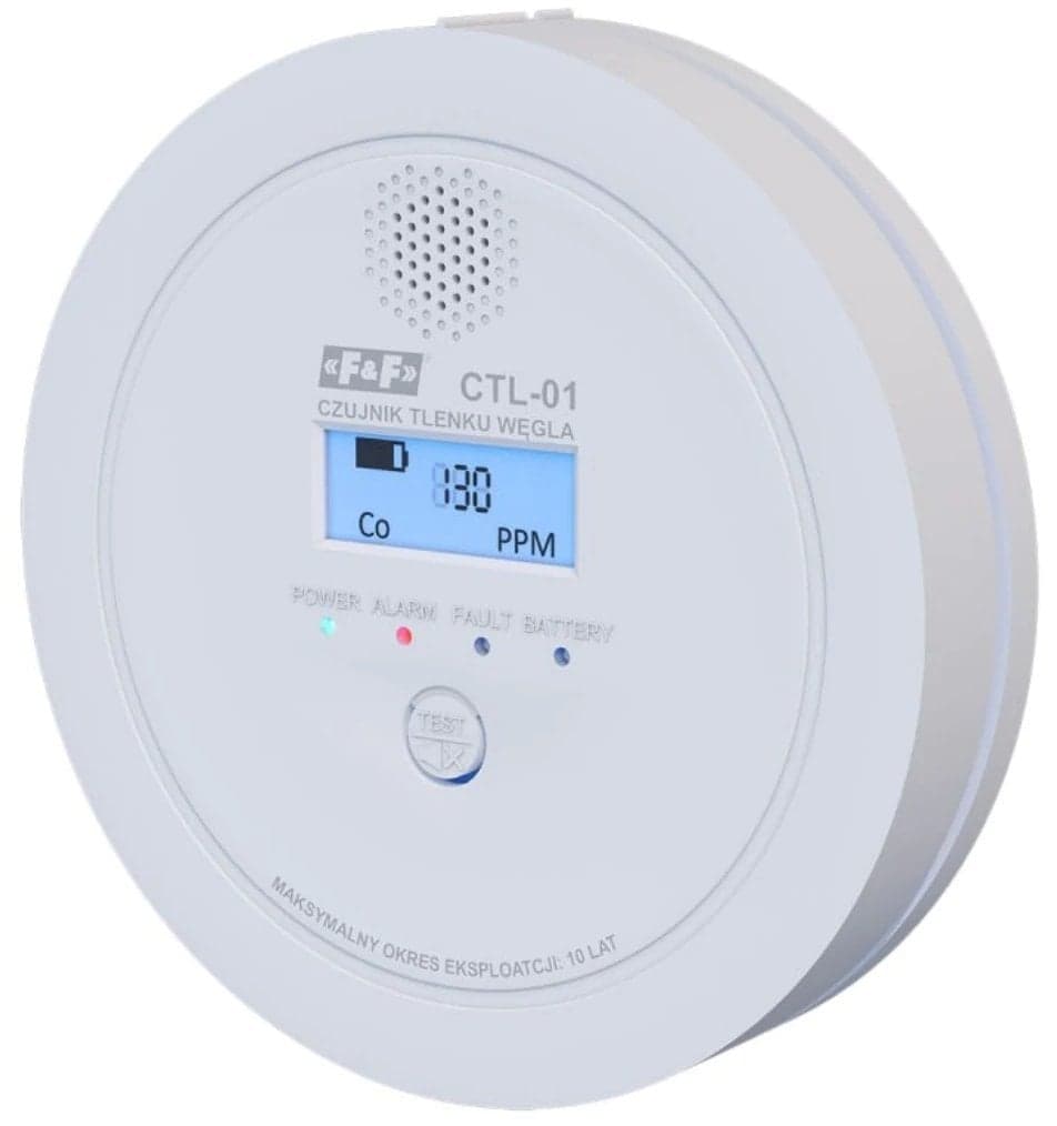 Detektor monoksidi karboni CTL-01, sensor elektrokimik, ekran LCD, i bardhë
