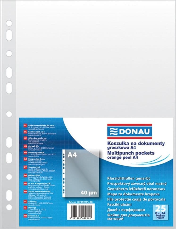 Fletë mbrojtëse dokumentesh Donau, A4, 40 mikron, transparente matte