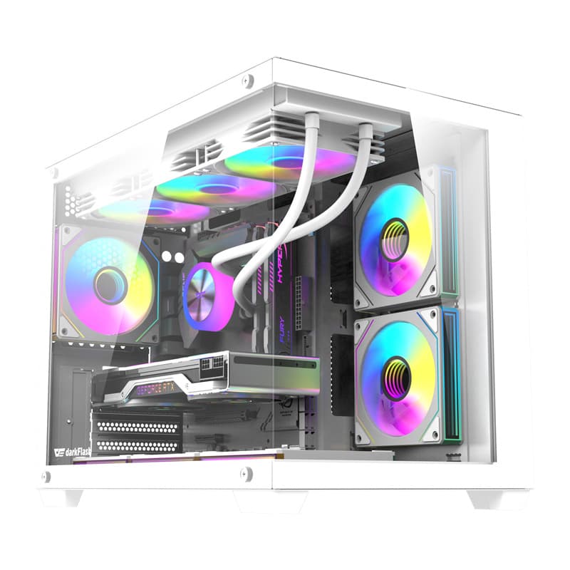 Kuti kompjuteri DarkFlash B275 PRO, mini tower, 6 ventilatorë, e bardhë