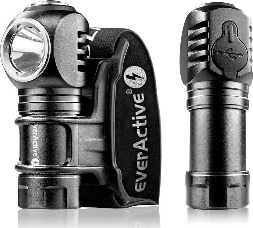 Fener koke dhe dore EverActive FL-55R Dripple, 500 lumens, i rikarikueshëm, i zi