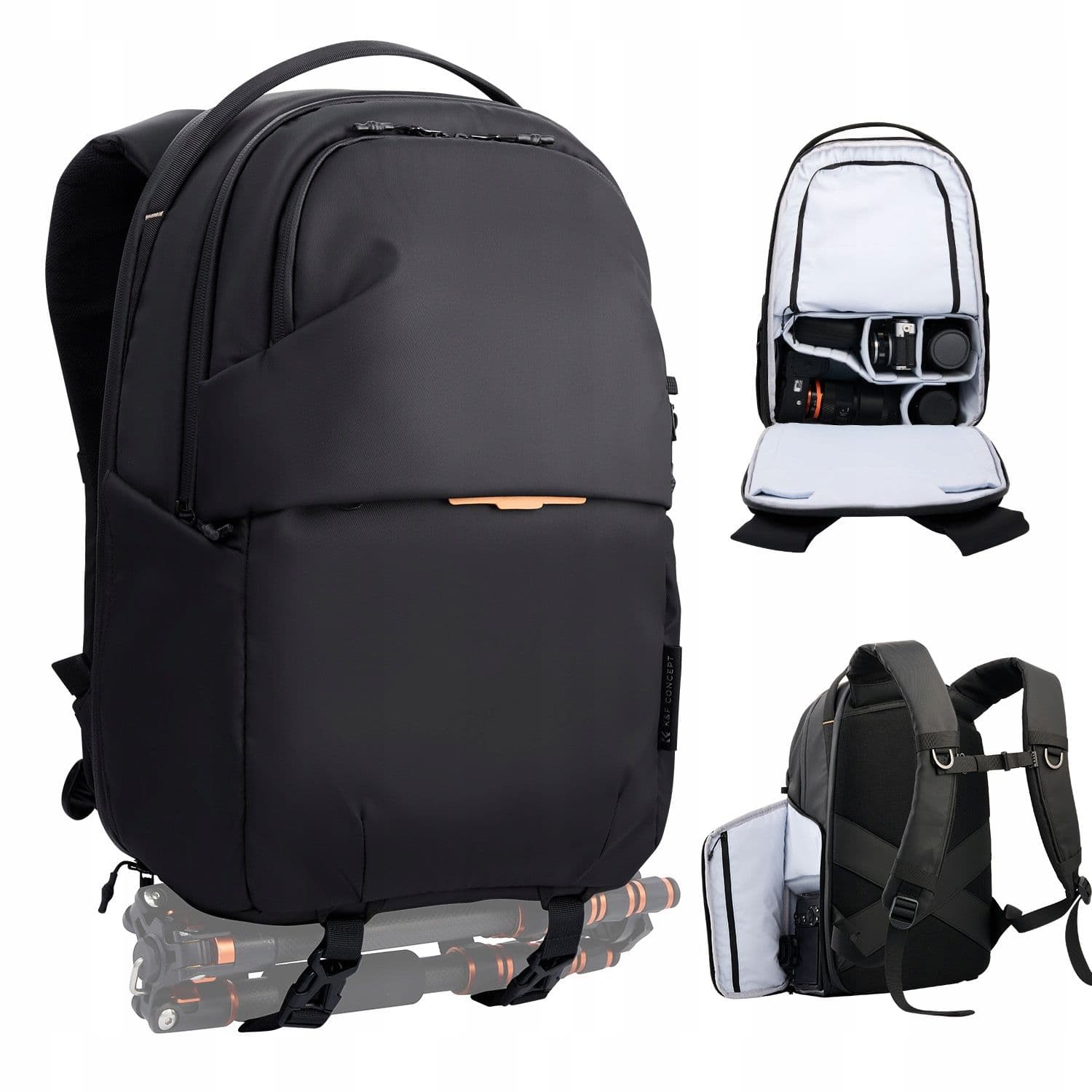 Çanta shpine fotografike K&F Concept KF13.300, 25L, për aparat, laptop dhe dron, e zezë