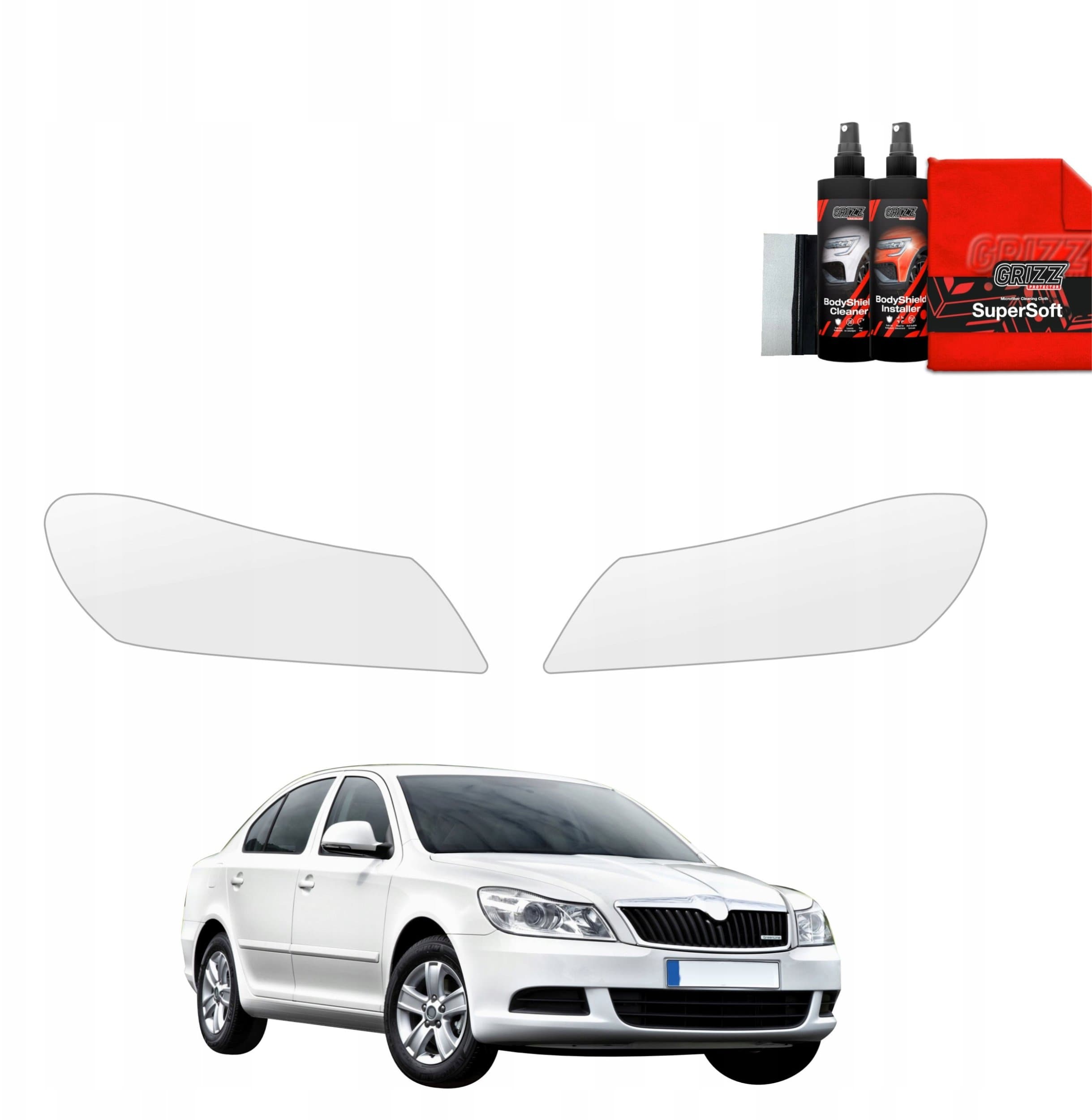 Folie mbrojtëse fenerësh Skoda Octavia 2 Facelift, 2in1, Sedan 2008-2013, transparente