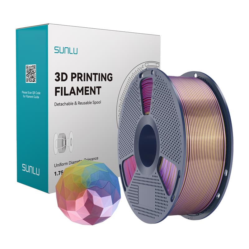 Filament 3D SUNLU Silk PLA+ Fourth-Color, 1.75 mm, 1 kg, shumëngjyrësh